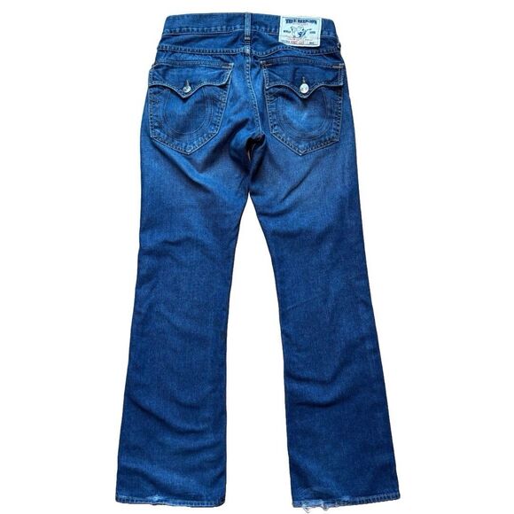 Vintage True Religion Boot Cut Jeans Women 29 Blue Low Rise Flap Pocket - Picture 1 of 13